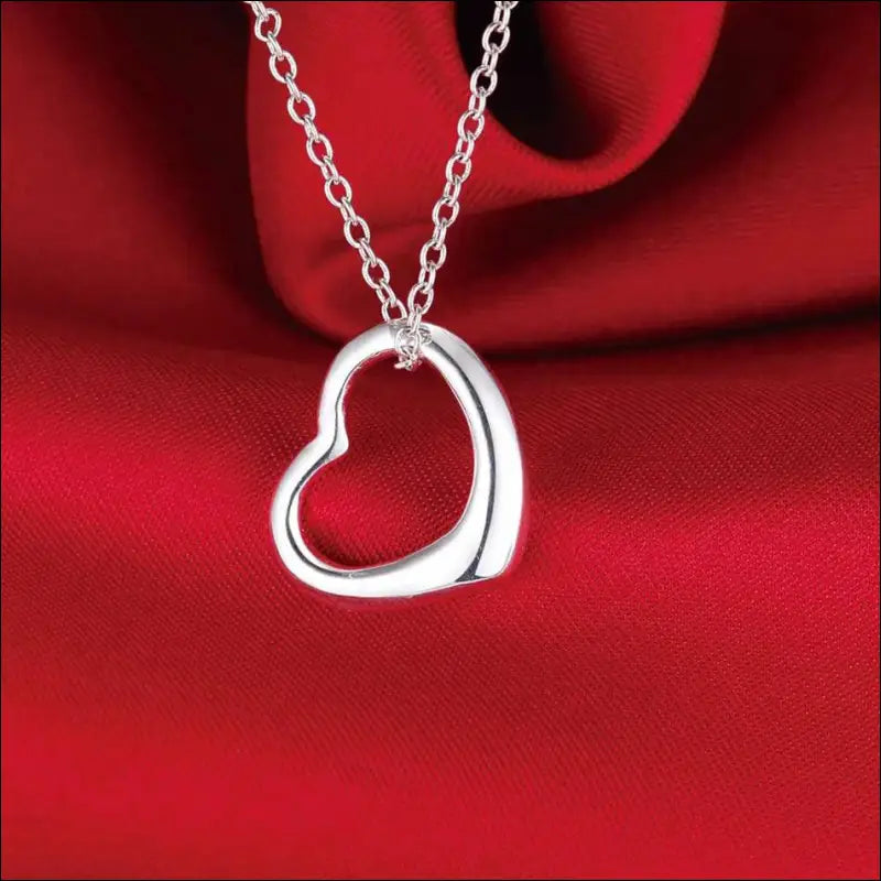 Original 925 Sterling Silver Heart Jewelry Set | Necklaces & Bracelets for Women | Wedding Party Gift - silver Pretty