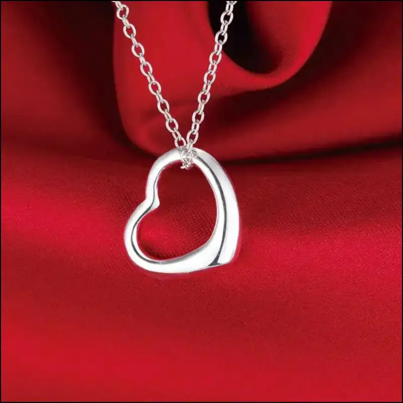 Original 925 Sterling Silver Heart Jewelry Set | Necklaces & Bracelets for Women | Wedding Party Gift - silver Pretty