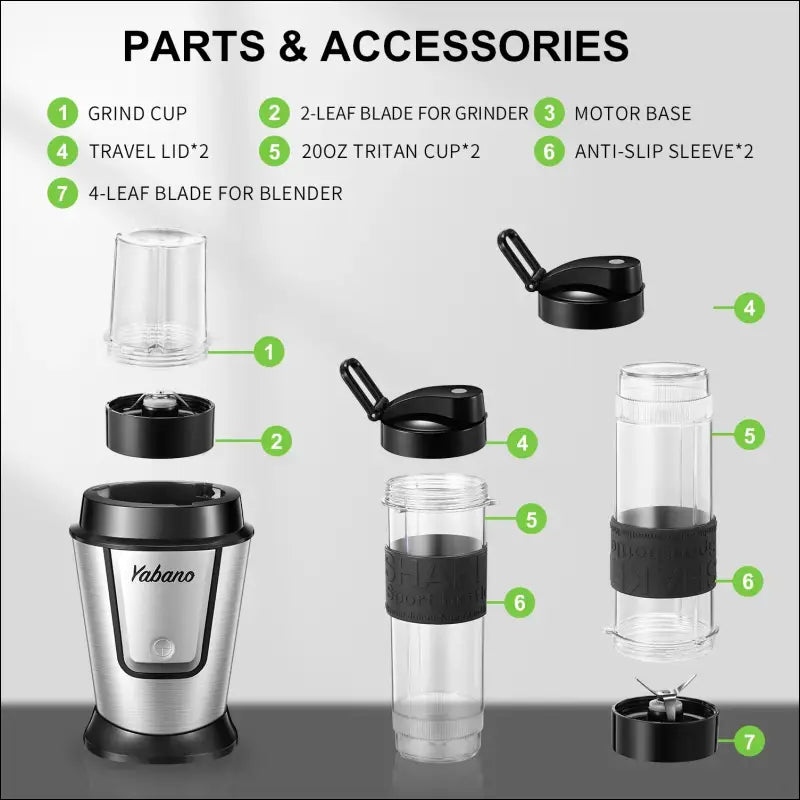 Personal Blender with 2 x 20oz Travel Bottles and Coffee Grinder Jar - Portable Smoothie - United States