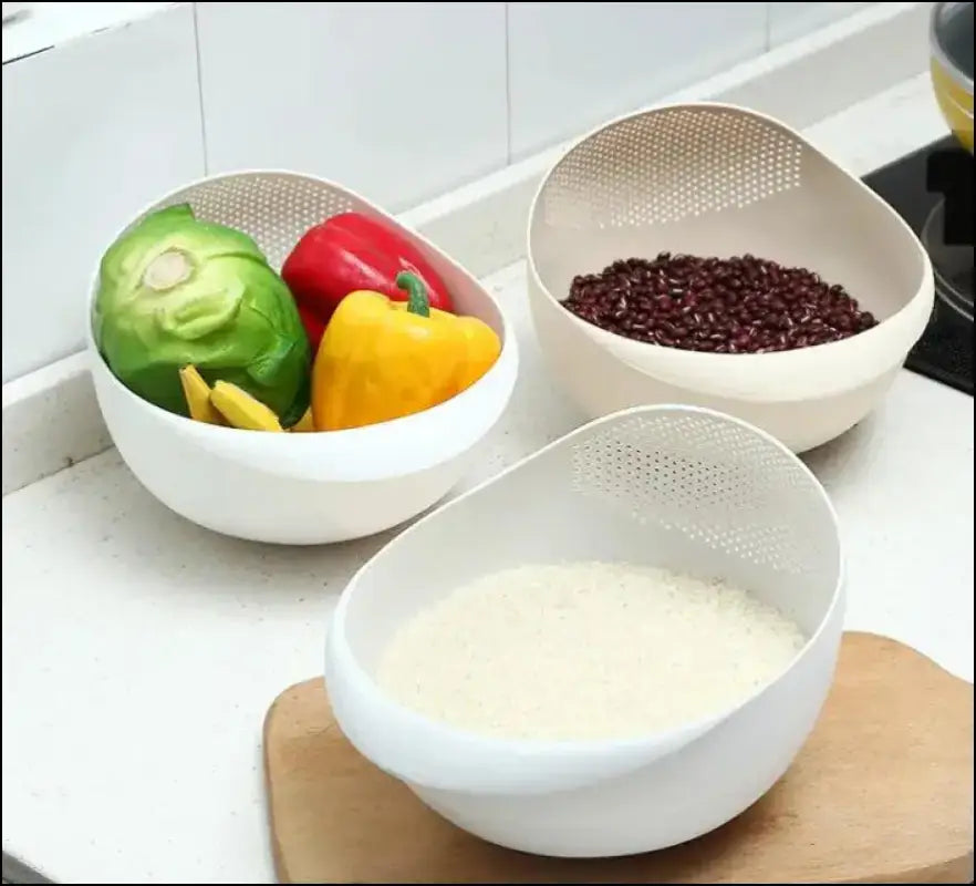 Plastic Fruit And Vegetable Draining Basket - White
