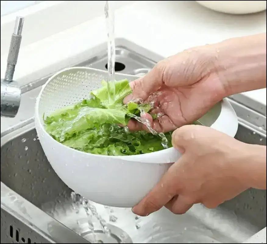 Plastic Fruit And Vegetable Draining Basket - White