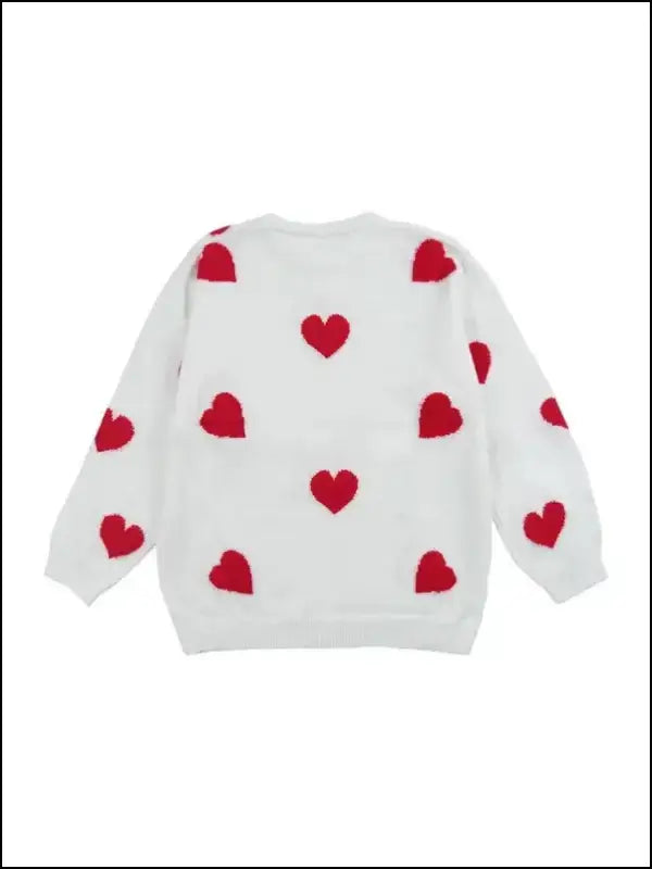 Plus Size Heart Pattern Sweater for Women | Valentine’s Day Casual Long Sleeve Drop Shoulder Pullover | Autumn Fashion