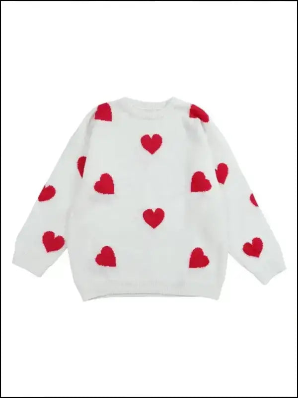 Plus Size Heart Pattern Sweater for Women | Valentine’s Day Casual Long Sleeve Drop Shoulder Pullover | Autumn Fashion