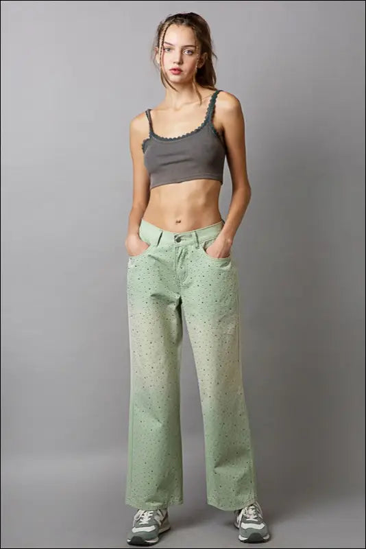 POL Embellishments Gradient Wide Leg Pants