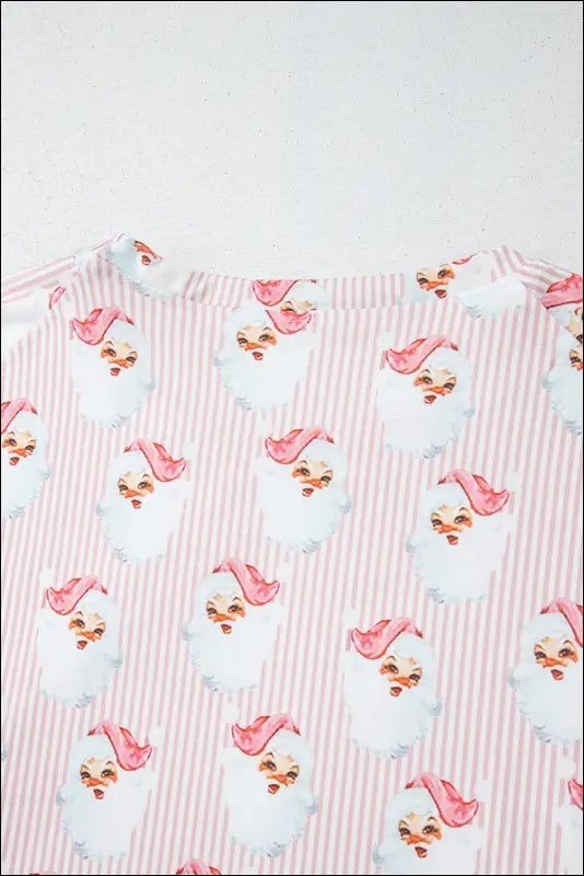 Santa Print Long Sleeve Top and Pants Lounge Set