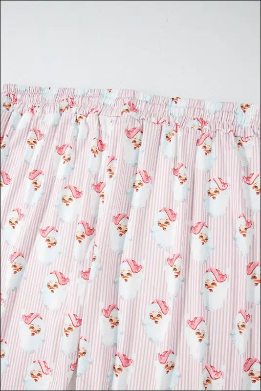 Santa Print Long Sleeve Top and Pants Lounge Set