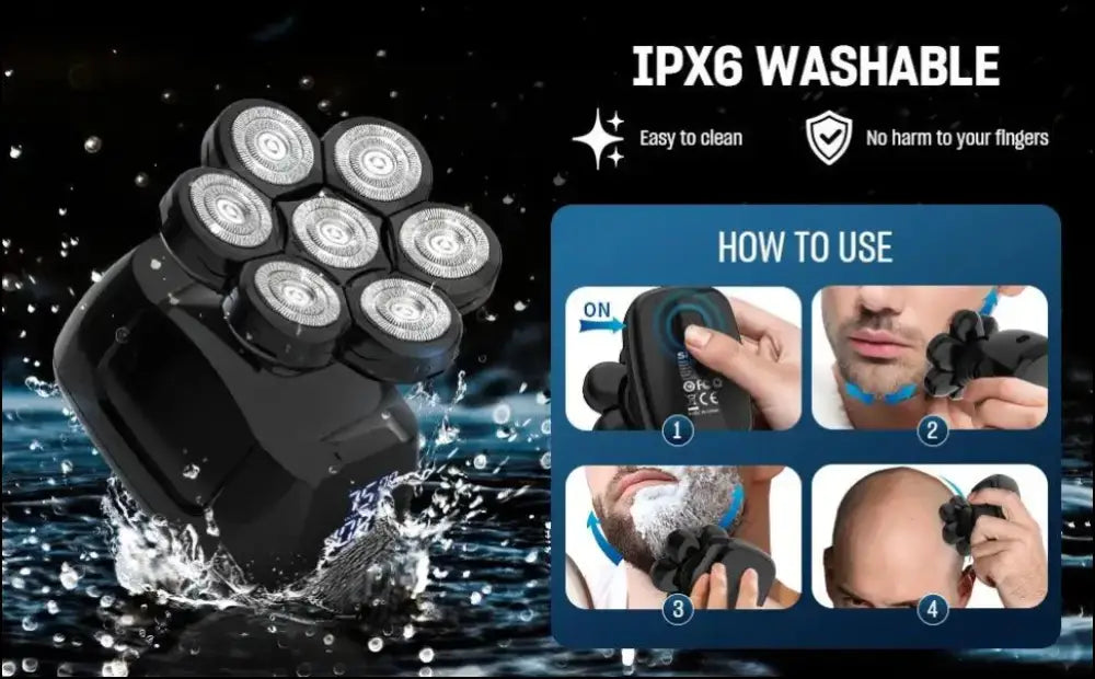 SEJOY 6-in-1 7D Head Shavers for Bald Men Electric Razor Waterproof Grooming Kit with Nose Hair Trimmer