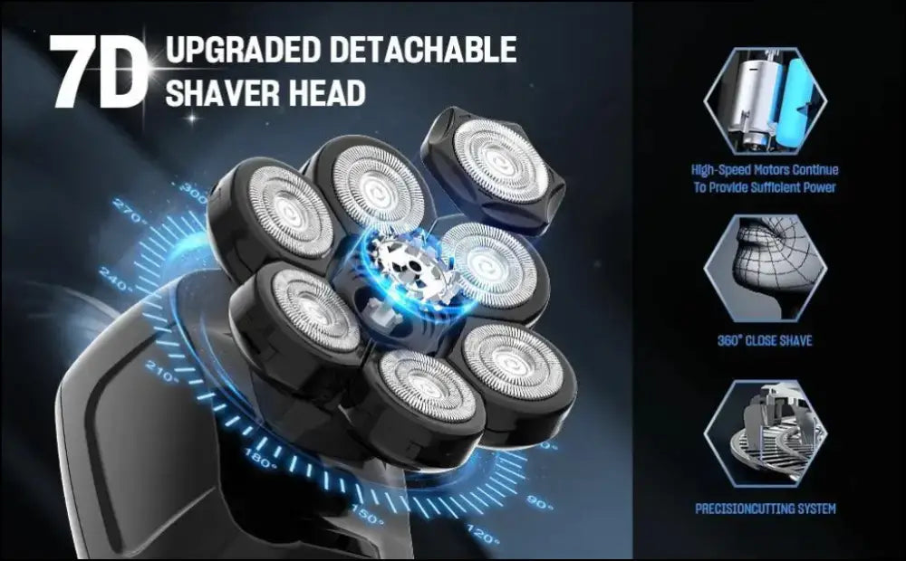 SEJOY 6-in-1 7D Head Shavers for Bald Men Electric Razor Waterproof Grooming Kit with Nose Hair Trimmer