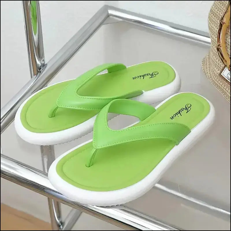 Soft Sole Platform Flip Flops for Women – Summer Beach Non-Slip Cloud Slippers Thick Clip Toe Bathroom Slides Sandals