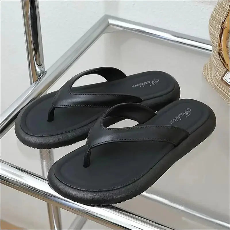 Soft Sole Platform Flip Flops for Women – Summer Beach Non-Slip Cloud Slippers Thick Clip Toe Bathroom Slides Sandals