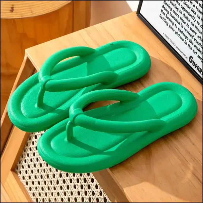 Soft Sole Platform Flip Flops for Women – Summer Beach Non-Slip Cloud Slippers Thick Clip Toe Bathroom Slides Sandals