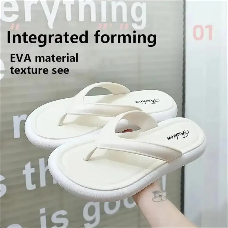 Soft Sole Platform Flip Flops for Women – Summer Beach Non-Slip Cloud Slippers Thick Clip Toe Bathroom Slides Sandals