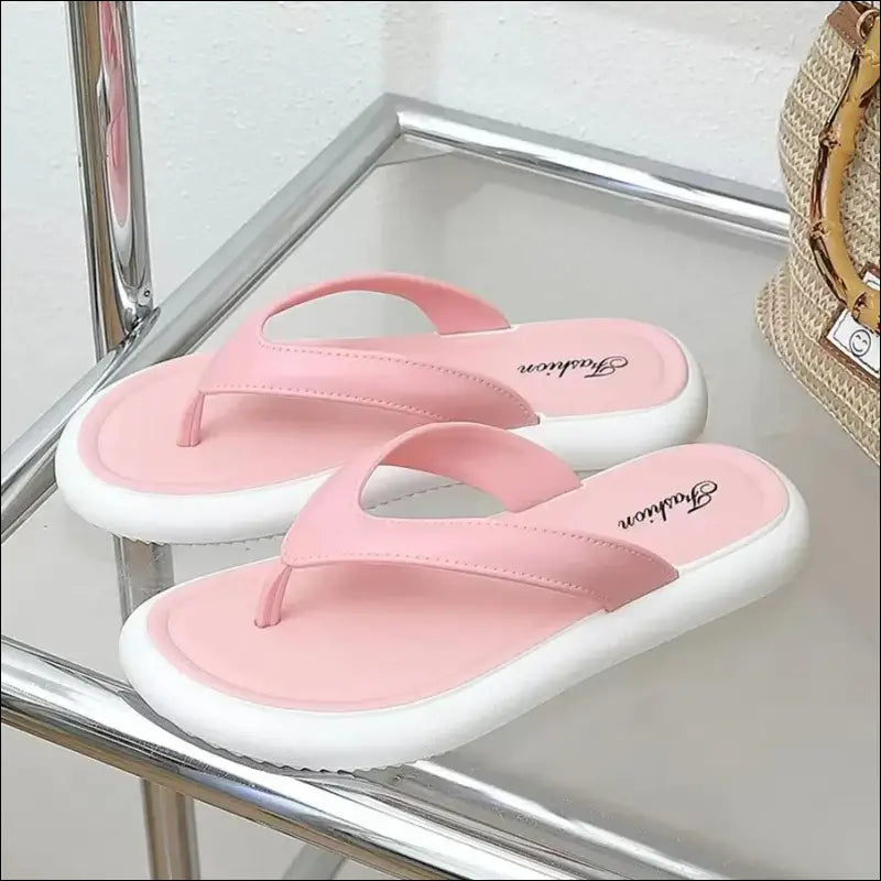 Soft Sole Platform Flip Flops for Women – Summer Beach Non-Slip Cloud Slippers Thick Clip Toe Bathroom Slides Sandals