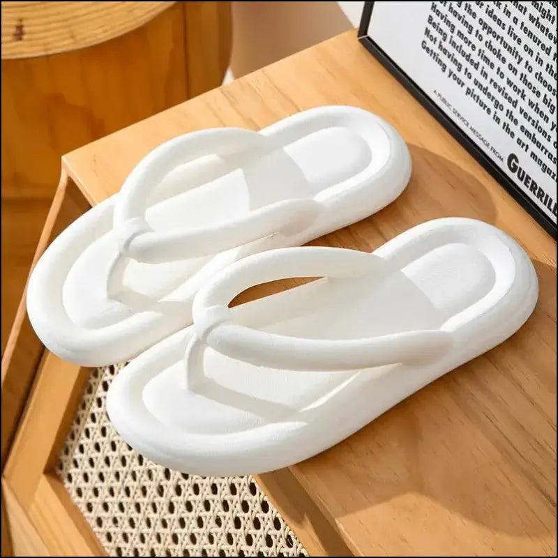 Soft Sole Platform Flip Flops for Women – Summer Beach Non-Slip Cloud Slippers Thick Clip Toe Bathroom Slides Sandals
