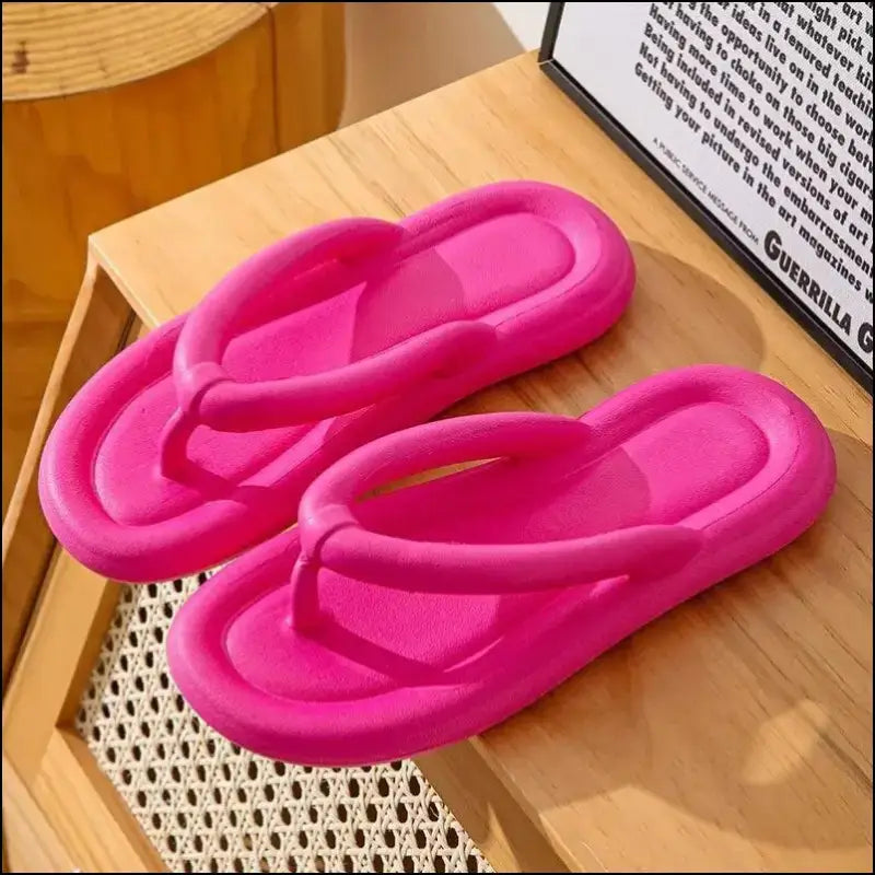 Soft Sole Platform Flip Flops for Women – Summer Beach Non-Slip Cloud Slippers Thick Clip Toe Bathroom Slides Sandals