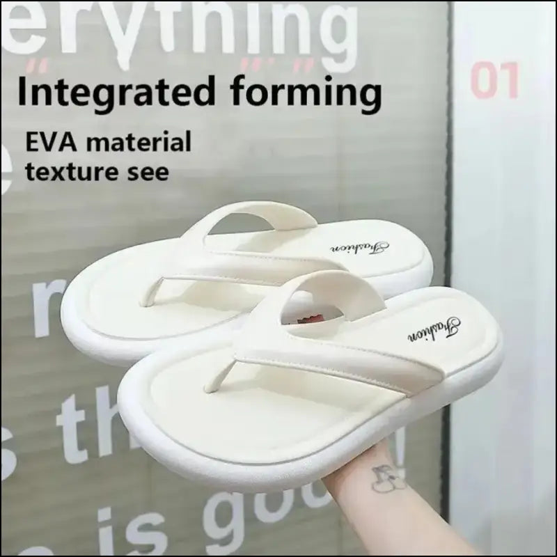 Soft Sole Platform Flip Flops for Women – Summer Beach Non-Slip Cloud Slippers Thick Clip Toe Bathroom Slides Sandals