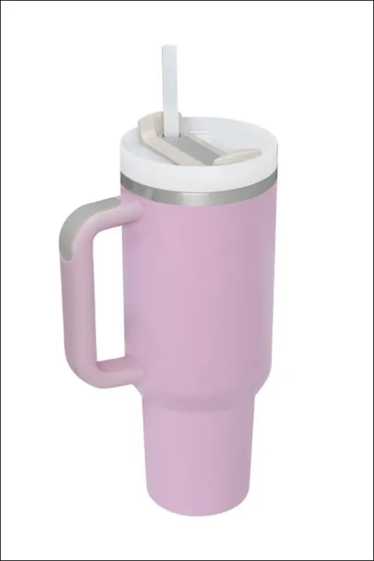Stainless Steel Tumbler with Upgraded Handle and Straw - Lilac / One Size
