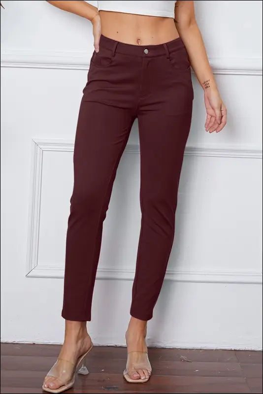 StretchyStitch Pants by Basic Bae - Burgundy / S