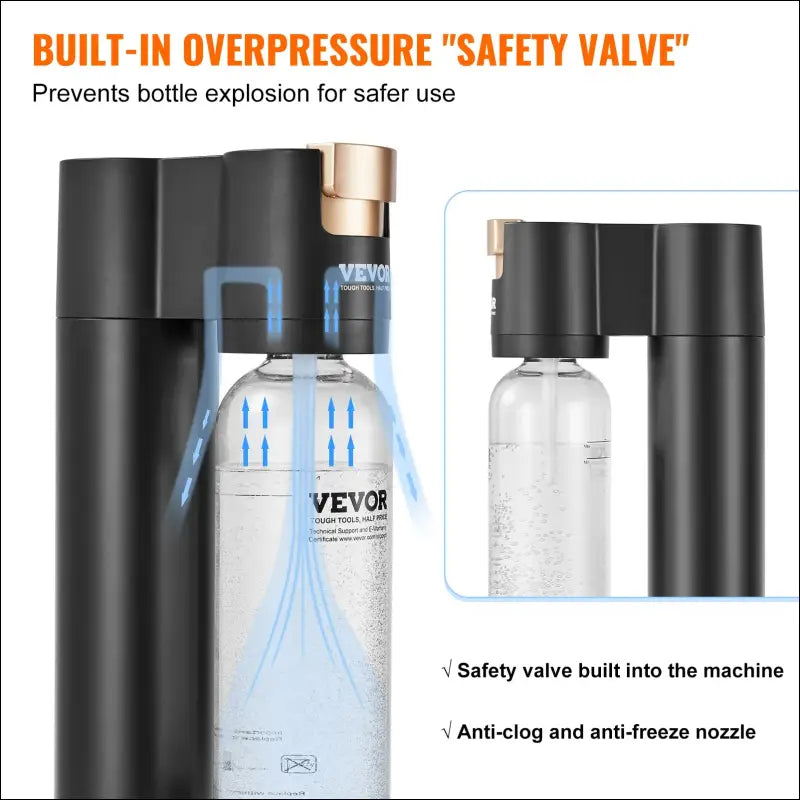 VEVOR Sparkling Water Maker – Home Soda Machine with Carbonation Seltzer Starter Kit Includes BPA-Free 1L PET Bottle