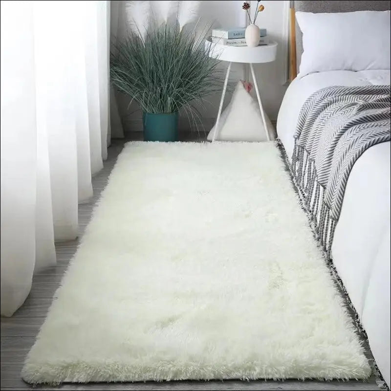 VIKAMA Silk Wool Rugs for Women’s Bedroom Soft Floor Mats Luxurious Room Carpet Foot Bed Sleeping Area