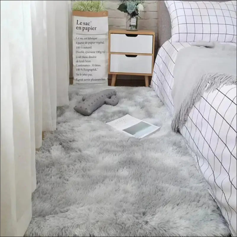 VIKAMA Silk Wool Rugs for Women’s Bedroom Soft Floor Mats Luxurious Room Carpet Foot Bed Sleeping Area - type1