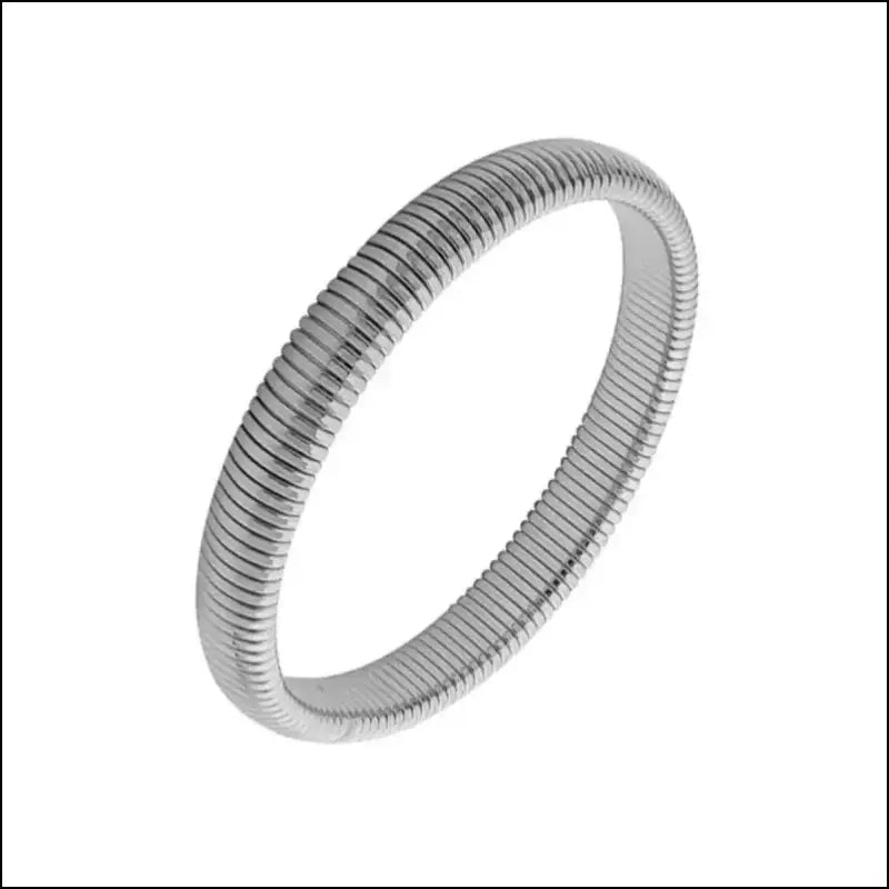 Waterproof 18K Gold Plated Stainless Steel Bracelet – Retro Elastic Thick Metal Polish Unisex Fashion Jewelry for Men