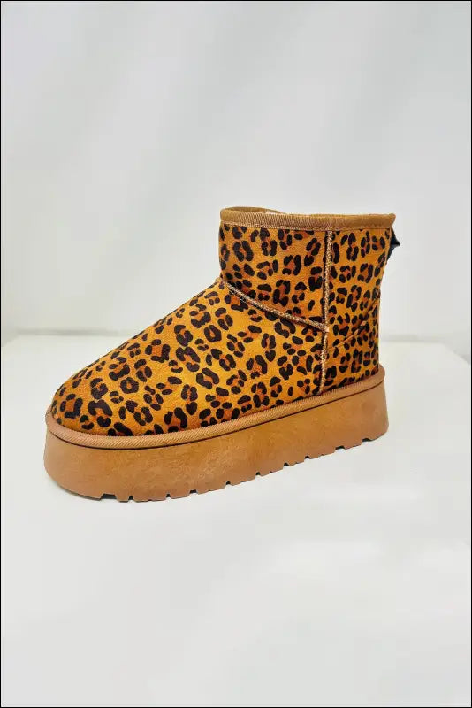 WILD DIVA Thermal Furry Leopard Platform Booties