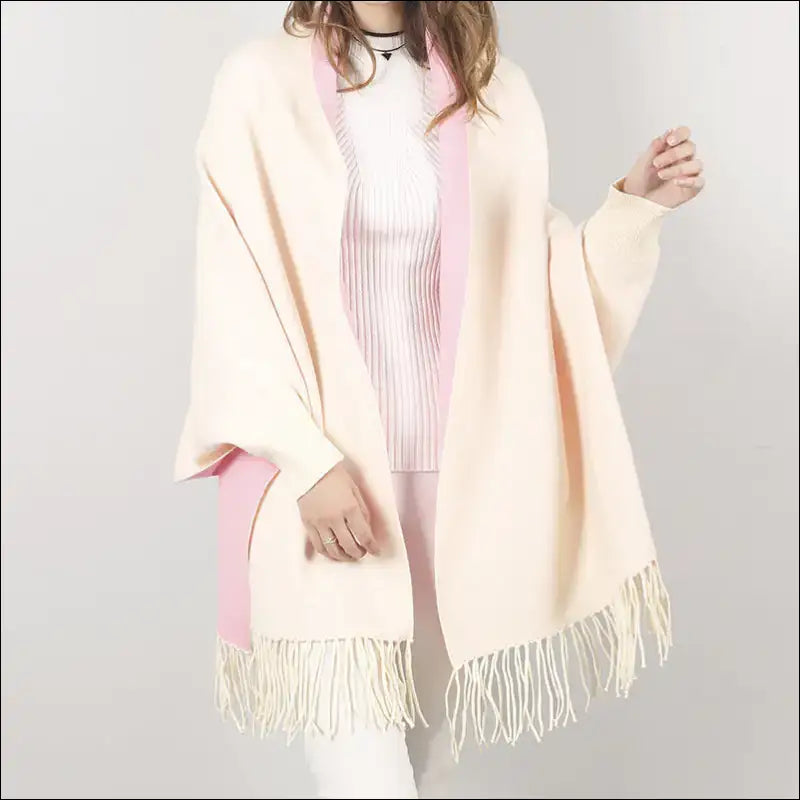 Win Winter Reversible Poncho With Fringes