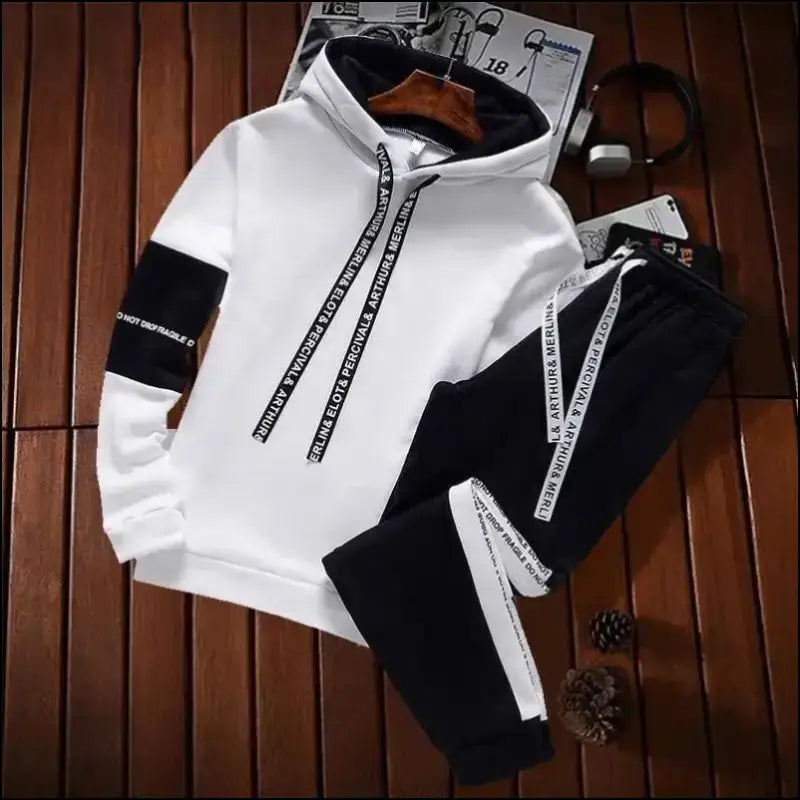 Winter Men’s Hoodie Set Tracksuit Casual Sweatshirt Pullover Hoody and Pants Fashionable for Men