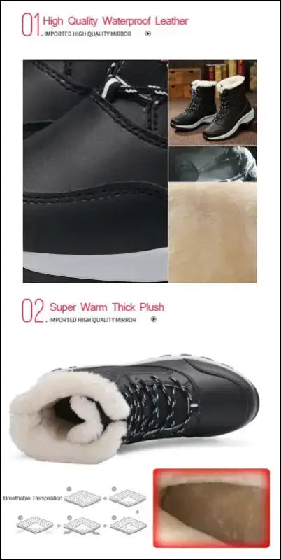 Women’s Snow Boots - Non-Slip Platform Winter Shoes Fur-Lined Warm Ankle Waterproof Wedge Thigh High for Women