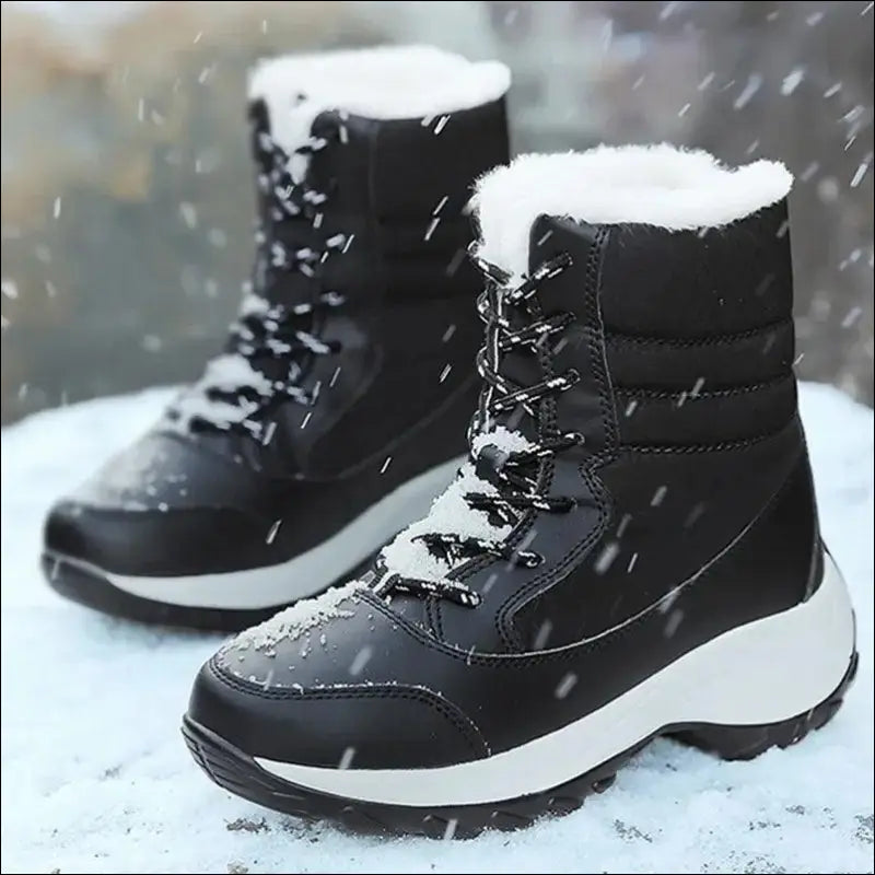 Women’s Snow Boots - Non-Slip Platform Winter Shoes Fur-Lined Warm Ankle Waterproof Wedge Thigh High for Women