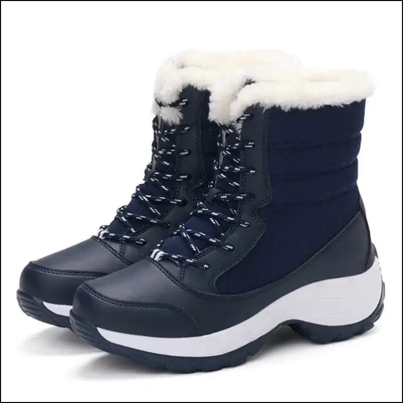 Women’s Snow Boots - Non-Slip Platform Winter Shoes Fur-Lined Warm Ankle Waterproof Wedge Thigh High for Women - Blue