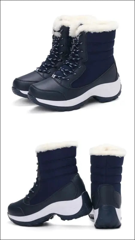 Women’s Snow Boots - Non-Slip Platform Winter Shoes Fur-Lined Warm Ankle Waterproof Wedge Thigh High for Women
