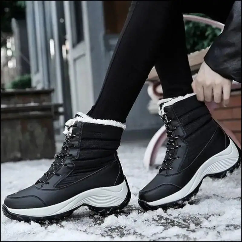 Women’s Snow Boots - Non-Slip Platform Winter Shoes Fur-Lined Warm Ankle Waterproof Wedge Thigh High for Women