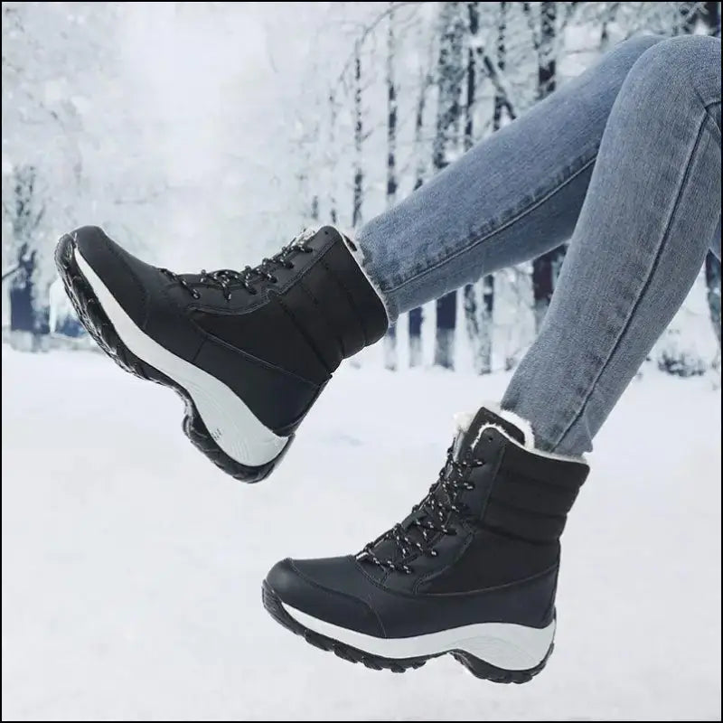 Women’s Snow Boots - Non-Slip Platform Winter Shoes Fur-Lined Warm Ankle Waterproof Wedge Thigh High for Women