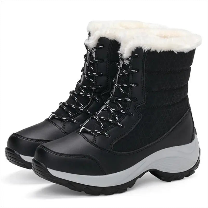 Women’s Snow Boots - Non-Slip Platform Winter Shoes Fur-Lined Warm Ankle Waterproof Wedge Thigh High for Women
