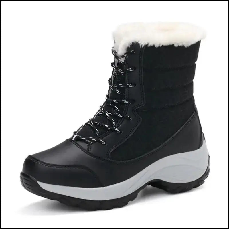 Women’s Snow Boots - Non-Slip Platform Winter Shoes Fur-Lined Warm Ankle Waterproof Wedge Thigh High for Women
