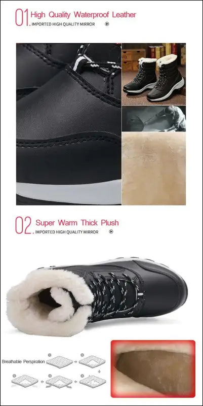 Women’s Snow Boots - Non-Slip Platform Winter Shoes Fur-Lined Warm Ankle Waterproof Wedge Thigh High for Women