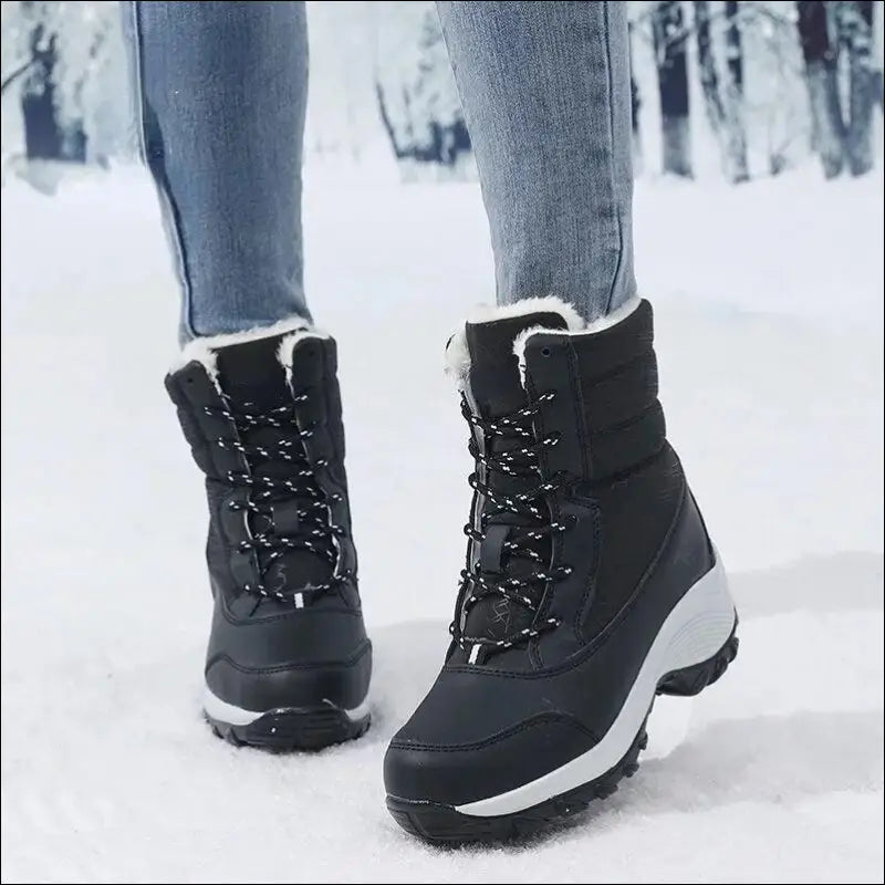 Women’s Snow Boots - Non-Slip Platform Winter Shoes Fur-Lined Warm Ankle Waterproof Wedge Thigh High for Women