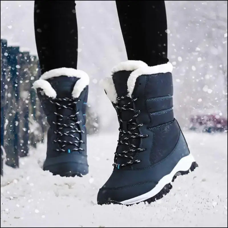 Women’s Snow Boots - Non-Slip Platform Winter Shoes Fur-Lined Warm Ankle Waterproof Wedge Thigh High for Women