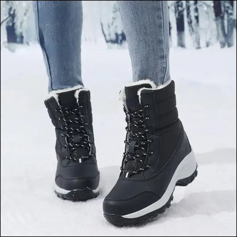 Women’s Snow Boots - Non-Slip Platform Winter Shoes Fur-Lined Warm Ankle Waterproof Wedge Thigh High for Women