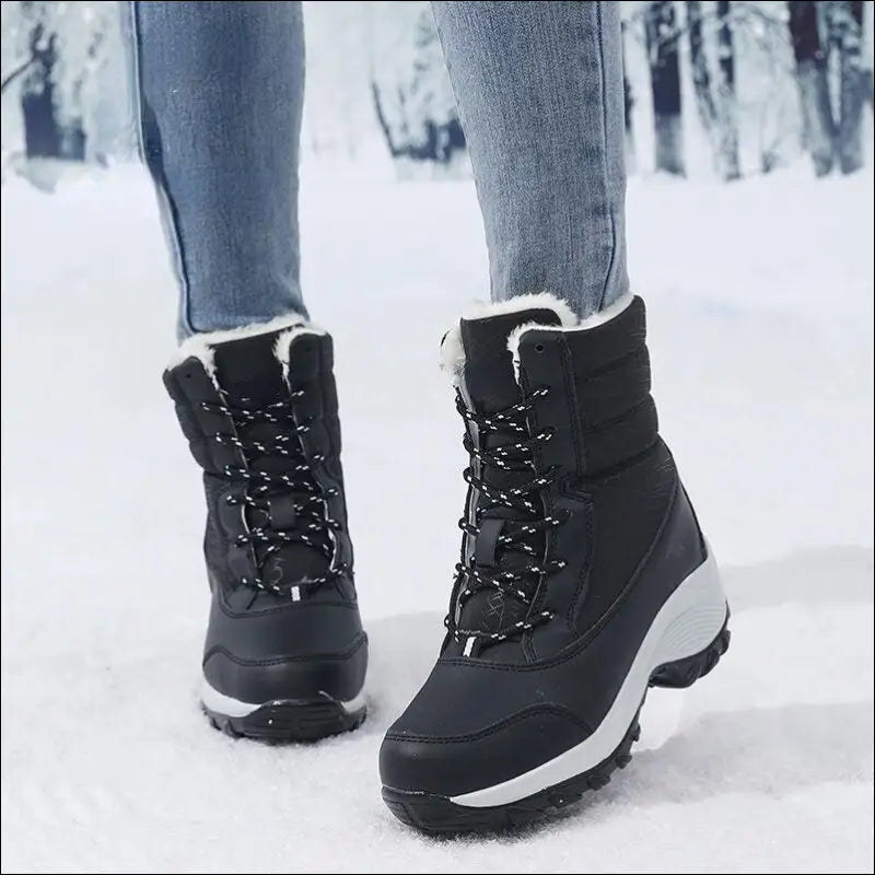 Women’s Snow Boots - Non-Slip Platform Winter Shoes Fur-Lined Warm Ankle Waterproof Wedge Thigh High for Women