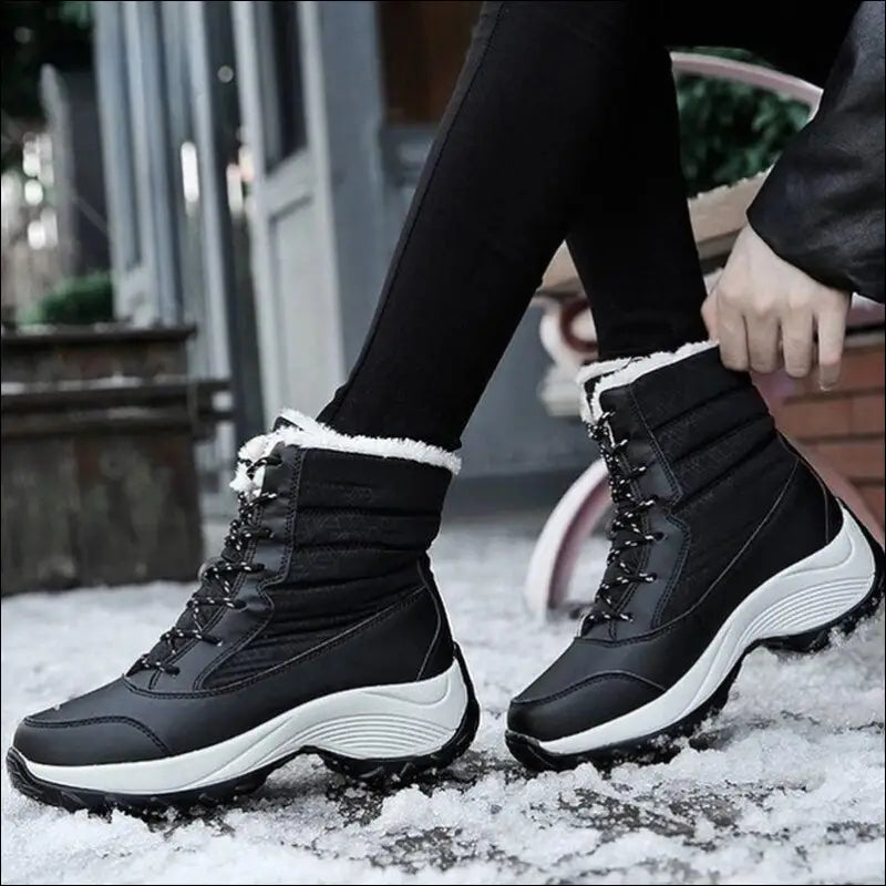 Women’s Snow Boots - Non-Slip Platform Winter Shoes Fur-Lined Warm Ankle Waterproof Wedge Thigh High for Women