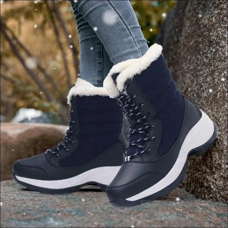 Women’s Snow Boots - Non-Slip Platform Winter Shoes Fur-Lined Warm Ankle Waterproof Wedge Thigh High for Women