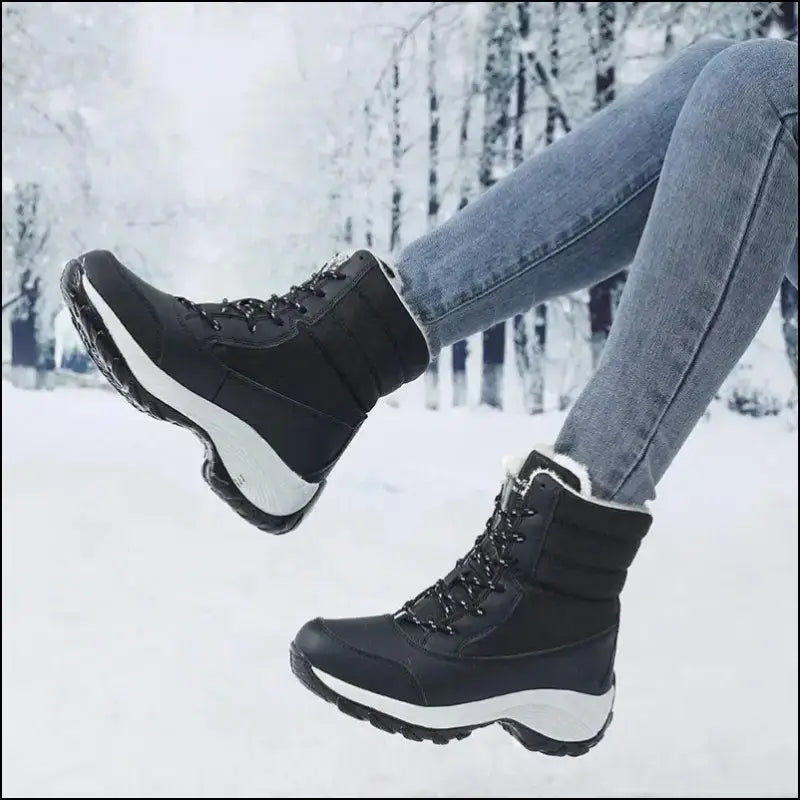 Women’s Snow Boots - Non-Slip Platform Winter Shoes Fur-Lined Warm Ankle Waterproof Wedge Thigh High for Women