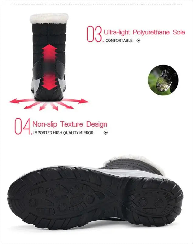 Women’s Snow Boots - Non-Slip Platform Winter Shoes Fur-Lined Warm Ankle Waterproof Wedge Thigh High for Women