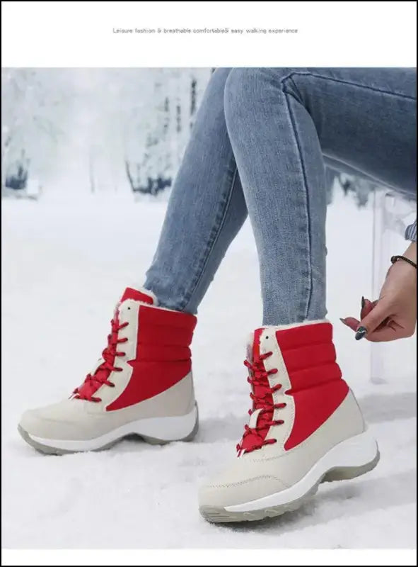 Women’s Snow Boots - Non-Slip Platform Winter Shoes Fur-Lined Warm Ankle Waterproof Wedge Thigh High for Women