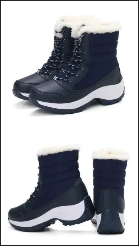 Women’s Snow Boots - Non-Slip Platform Winter Shoes Fur-Lined Warm Ankle Waterproof Wedge Thigh High for Women