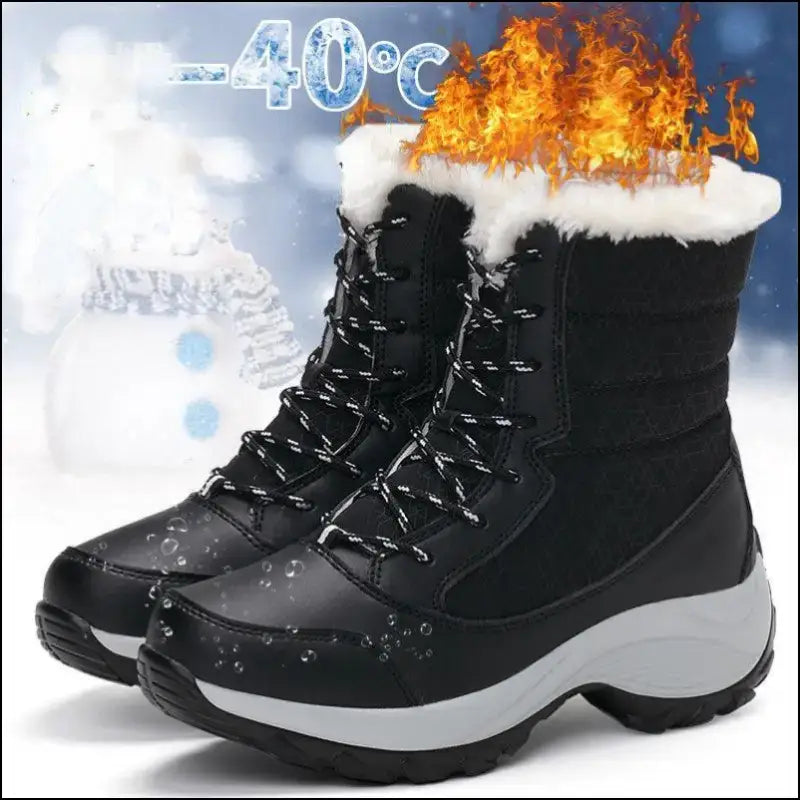 Women’s Snow Boots - Non-Slip Platform Winter Shoes Fur-Lined Warm Ankle Waterproof Wedge Thigh High for Women