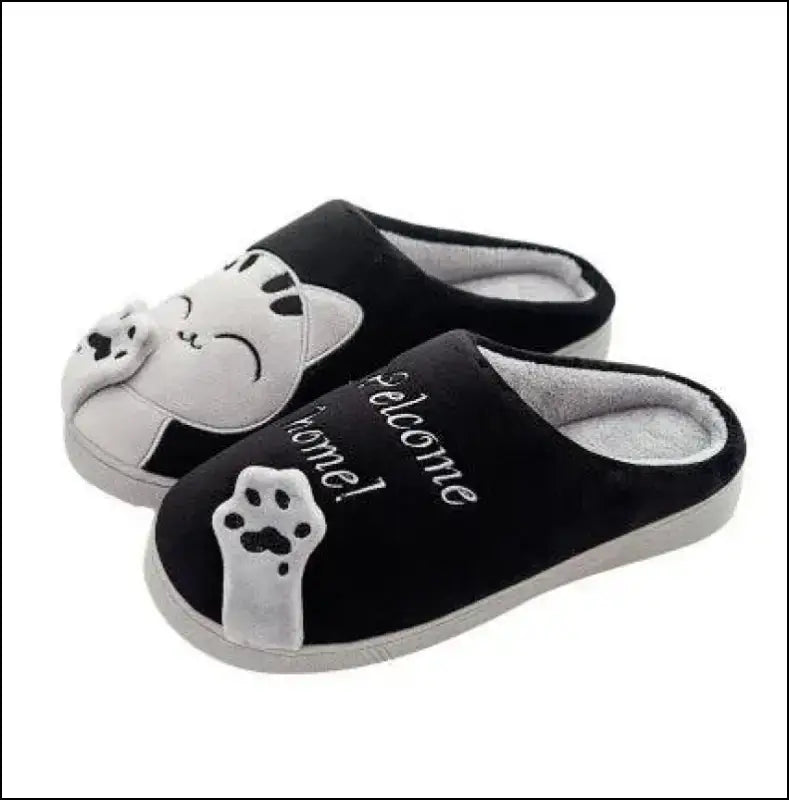 Women’s Winter Warm Plush Cat Slippers - Furry Indoor Home Shoes with Round Toe Design for Bedroom & Floor Comfort